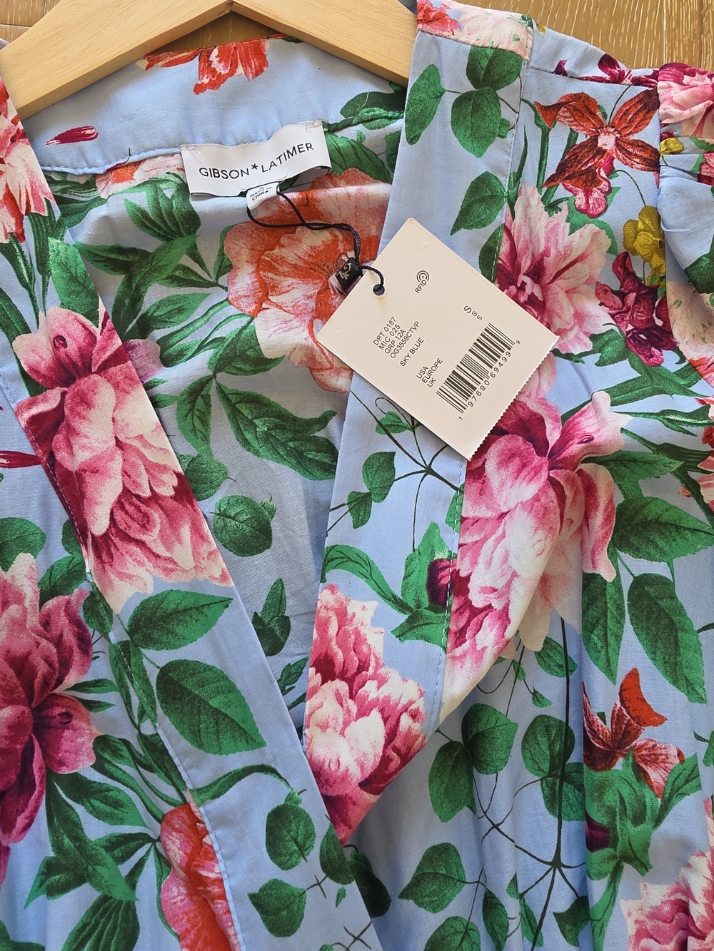 Gibson Latimer Blue Floral Midi Dress Small NWT - Picture 2 of 3